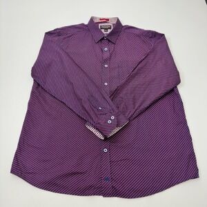 Johnston & Murphy Mens XL Purple‎ Geometric Button Down Long Sleeve Dress Shirt